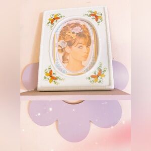 1970s White Ceramic Bamboo And Butterfly Photo Frame 4x6